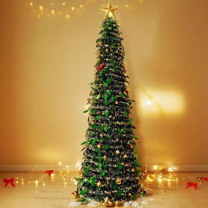 5ft (150 cm) Foldable Pop-Up Christmas Tree – Spiral Faux Tree with Stand