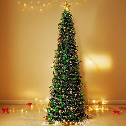 5ft (150 cm) Foldable Pop-Up Christmas Tree – Spiral Faux Tree with Stand
