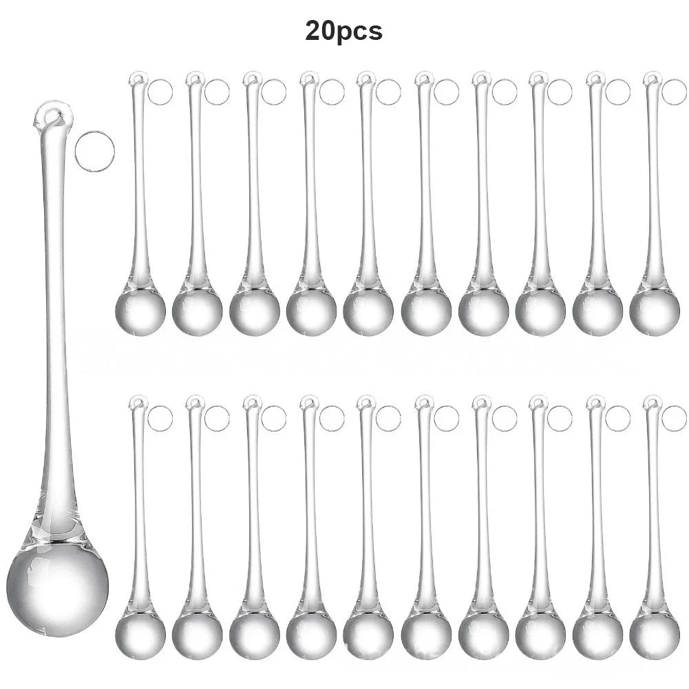 20 Piece Clear Glass Teardrop Ornaments – Raindrop Hanging Christmas Decor (4 Sizes)