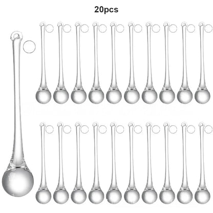 20 Piece Clear Glass Teardrop Ornaments – Raindrop Hanging Christmas Decor (4 Sizes)