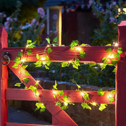 Green Leaf Vine Fairy Lights – Battery-Powered Artificial Plant String Lights