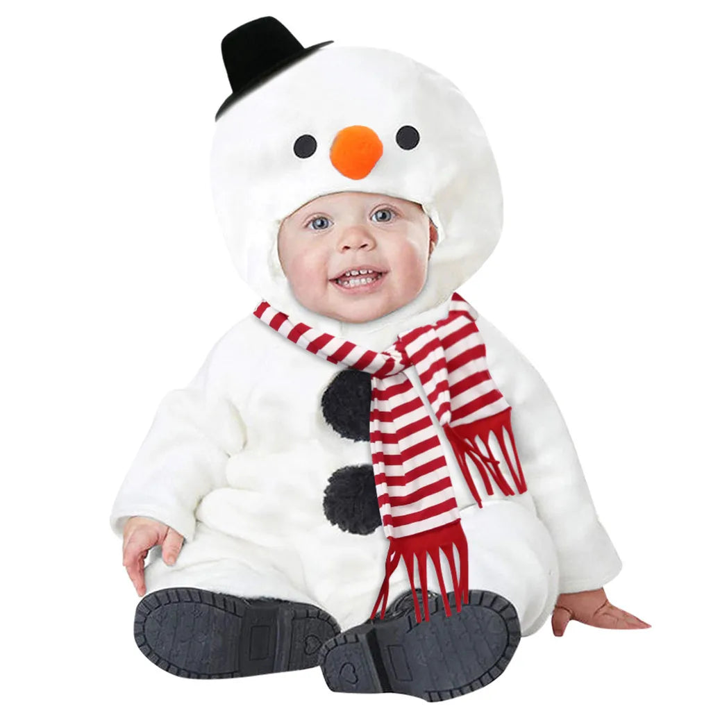 Baby Snowman Costume – Cozy Fleece Romper for Boys & Girls (6M–24M)