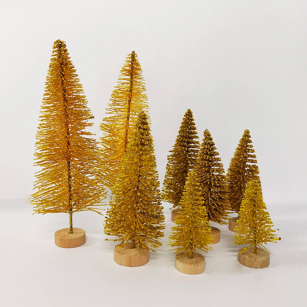 5/8-Piece Mini Artificial Christmas Trees – Small Sisal Cedar Pine Tabletop Decor
