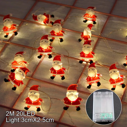 Santa Claus Christmas LED Light String Merry Christmas Decor for Home 2025 Christmas Tree Ornaments Navidad Xmas Gifts New Year