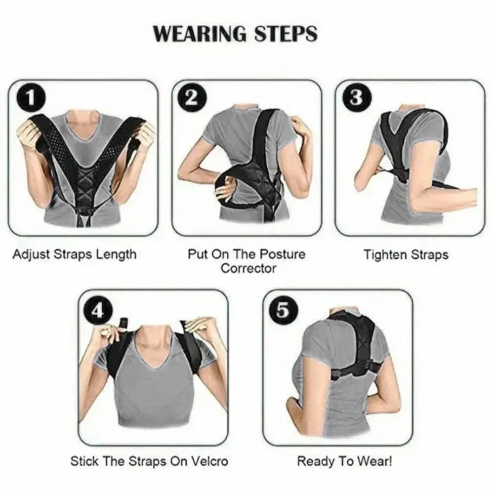 BeeChip Back Posture Correction Belt – Unisex Breathable Hunchback Support (M/L/XL)