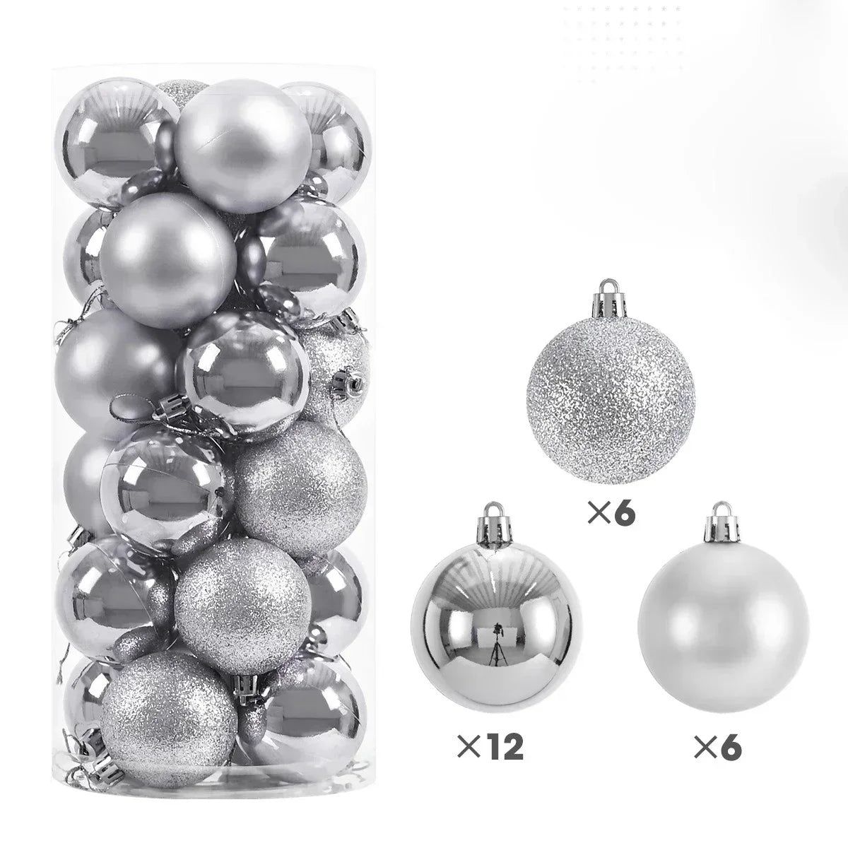 24-Piece Large Christmas Ball Ornaments Set – 3/4/6 cm Shatterproof Baubles for Tree & Party Decor