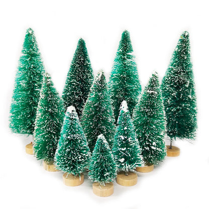 5/8-Piece Mini Artificial Christmas Trees – Small Sisal Cedar Pine Tabletop Decor