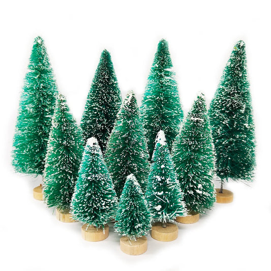 5/8-Piece Mini Artificial Christmas Trees – Small Sisal Cedar Pine Tabletop Decor