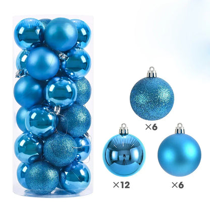 24-Piece Large Christmas Ball Ornaments Set – 3/4/6 cm Shatterproof Baubles for Tree & Party Decor