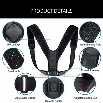 BeeChip Back Posture Correction Belt – Unisex Breathable Hunchback Support (M/L/XL)