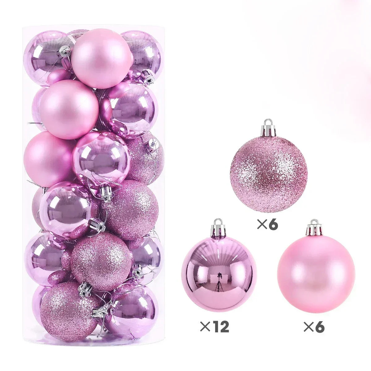 24-Piece Large Christmas Ball Ornaments Set – 3/4/6 cm Shatterproof Baubles for Tree & Party Decor